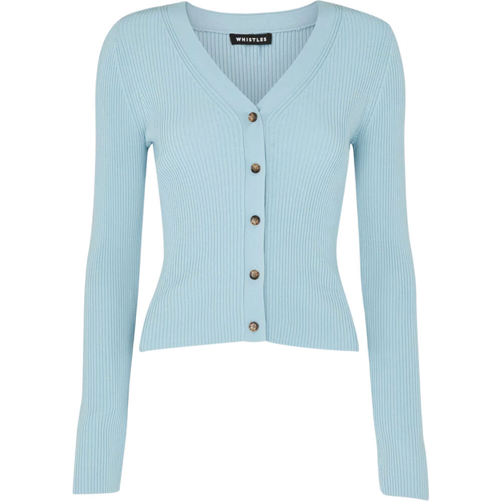 Whistles Ribbed V Neck Cardigan